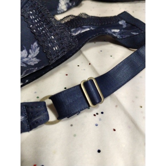 Lucky Brand Bra 42D Underwire Lightly Padded Navy & White Floral EUC - Picture 5 of 10